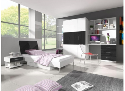 Kinderkamer 2-delige set hoogslaper kledingkast hoogglans tienerkamer meubels nieuw