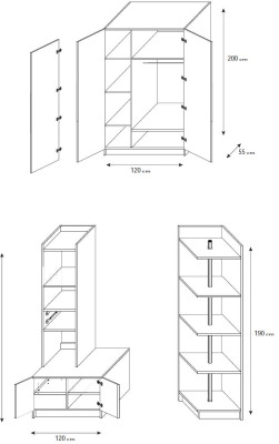 Kledingkast Plank Kast voor slaapkamer kinderen jeugd Zwart