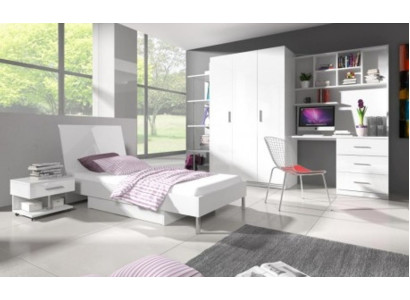 Bed + bedside table - bedroom nursery furniture beds white 2-piece set