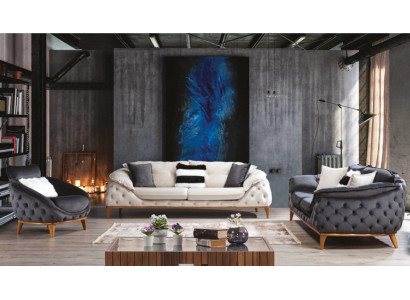 Chesterfield met houten textielbankstel 331 zit set bekleding