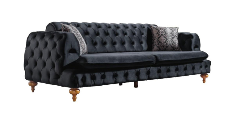 Luxe Chesterfield bankstel met drie zitplaatsen Zwarte bankstel inrichting