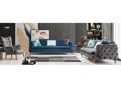 Stoel 1 zits Grijs Woonkamer Textiel Chesterfield Italiaanse Stijl