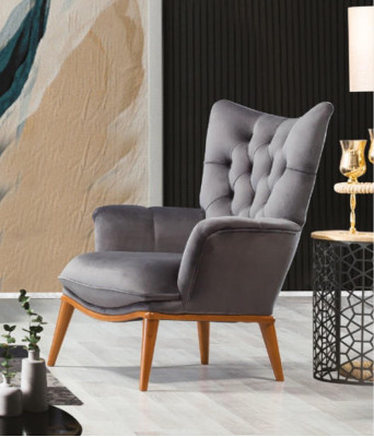 Stoel 1 zits Grijs Woonkamer Textiel Chesterfield Italiaanse Stijl
