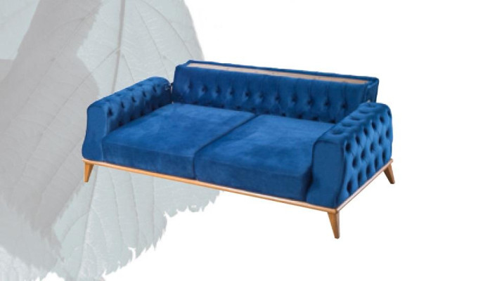 Bankstel 3-zits Blauw Woonkamer Klassieke Chesterfield Elegante Stijl.