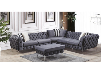 Poef Blauw Woonkamer Chesterfield Elegante Meubels Italiaanse Stijl