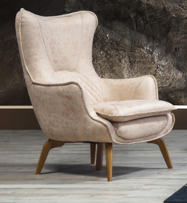 Fauteuil Beige 1-zits Luxe Woonkamer Klassiek Design Italiaans