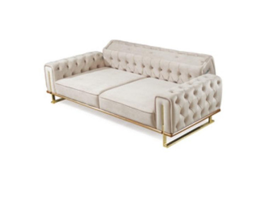 Bank Beige 3-Zits Woonkamer Luxe Design Chesterfield Italiaans