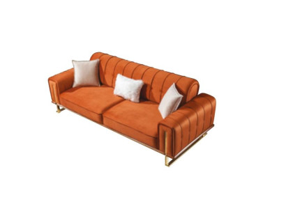 Bank Oranje 3-zits Woonkamer Luxe Chesterfield Italiaans