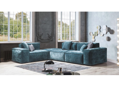 Hoekbank L-vorm Blauw woonlandschap Designbank Meubels Bank Bank