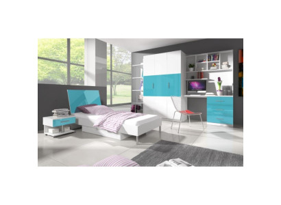 Bed + nightstand - bedroom furniture nursery beds Blue 2-piece set New