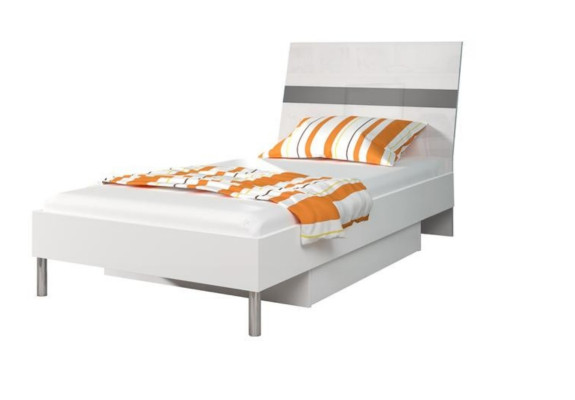 Bed + nachtkastje slaapkamer jeugdkamer kinderkamer set meubels zwart 2-delig.