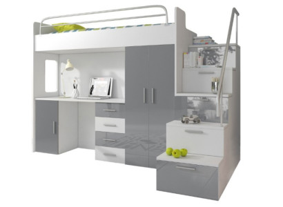 Stapelbed Grijs Tafel Kast Multifunctioneel Stapelbed Kinderkamer