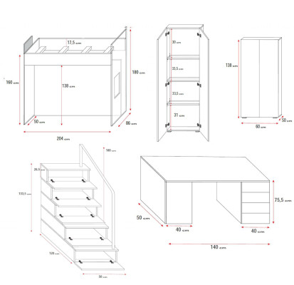 Stapelbed Grijs Tafel Kast Multifunctioneel Stapelbed Kinderkamer