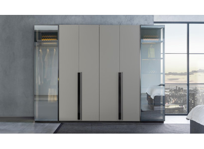 Elegante slaapkamer kledingkast Glazen kast Transparante fronten Kast