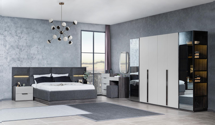 Elegante slaapkamer kledingkast Glazen kast Transparante fronten Kast