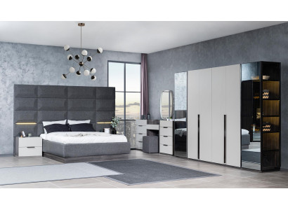 Compleet slaapkamer meubelset Bed 2x nachtkastje Kaptafel Spiegel 5-delig Nieuw