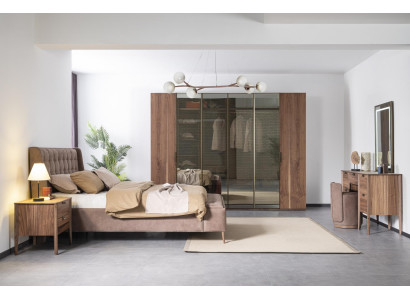 XXL Kledingkast donkerbruin slaapkamerkasten Glazen houten kast modern nieuw