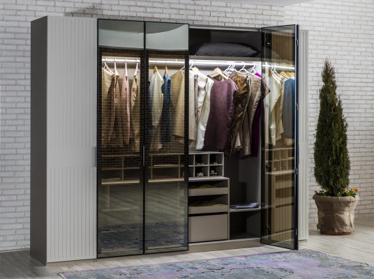 Zoldervloerkast Luxe Slaapkamer Houten Kast Glazen Kast Meubeldesign