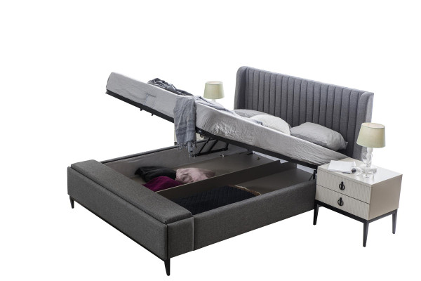 Bett Design Dubbelbed Bedden Bekleding Slaapkamermeubels Hotel Bedframe Grijs