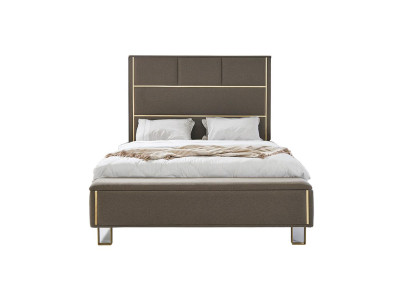 Taupe gestoffeerde bedden tweepersoonsbed houten slaapkamermeubels Hotel gestoffeerd 180x200.