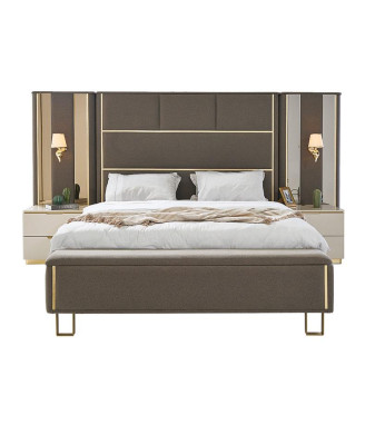 Taupe gestoffeerde bedden tweepersoonsbed houten slaapkamermeubels Hotel gestoffeerd 180x200.