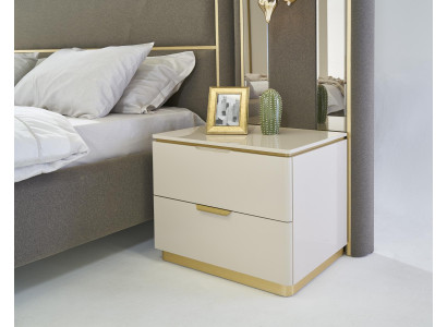 Slaapkamerconsoles nachtkastjesset 2x nachtkastjes luxe hotelmeubilair beige nieuw