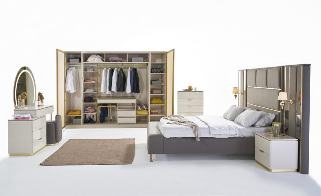 Commodes Beige Hout Luxe Hoge kast Consoles Kasten Meubels Dressoir Kast