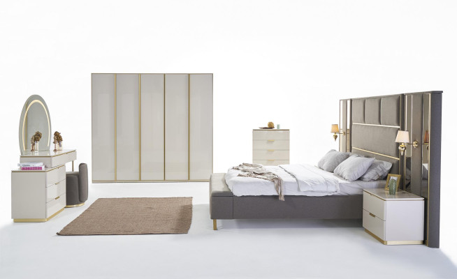 Commodes Beige Hout Luxe Hoge kast Consoles Kasten Meubels Dressoir Kast