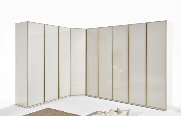 Hoogglans kledingkast Slaapkamerkasten Hoekkast Luxe meubels Goud Beige