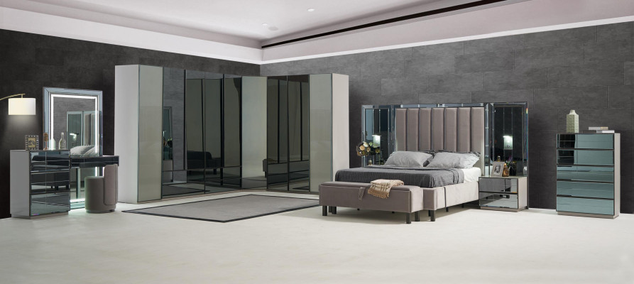 Bedontwerp Bedbekleding Slaapkamer Hoteldesign Tweepersoonsbed Metaal Taupe Nieuw