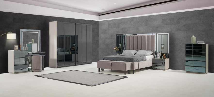 Spiegel Voorkant Commode Kasten Grijze hoge kast Spiegel Sideboard Luxe ontwerp