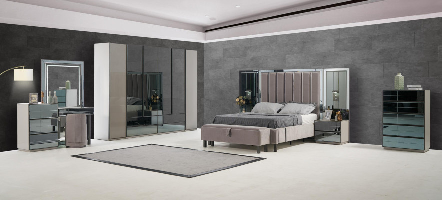 Luxe slaapkamer 8-delige set Complete kamermeubels Bed Nachtkastje Kast Nieuw