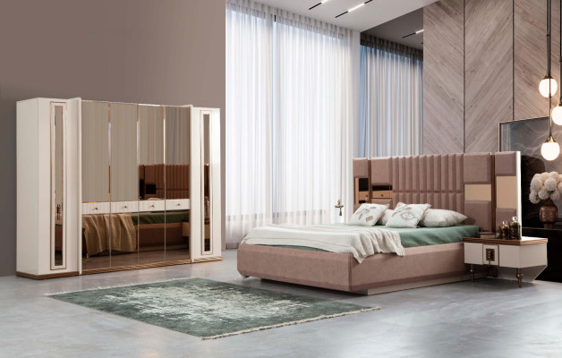 Luxe bed slaapkamer Italiaanse meubels Nieuw materiaal Hout Bruin