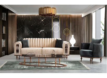 Ontwerp Moderne bankstel sofa set Woonkamer set 3+1 salontafel Beige