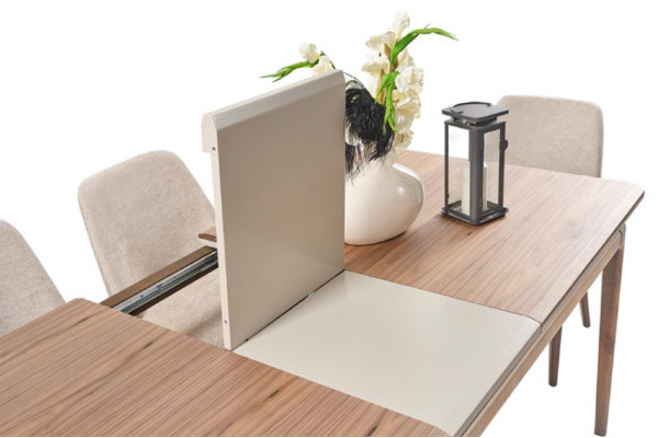 Eetkamerset Eettafel 4 stoelen Dressoir Spiegel Modern 7-delig Hout Beige