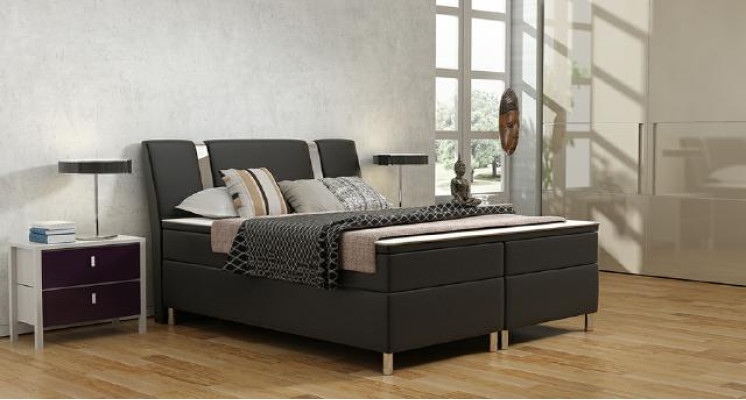 Boxspringbed Hotel Beds Upholstered Leather Bed incl. Mattress & Visco Leather Bed