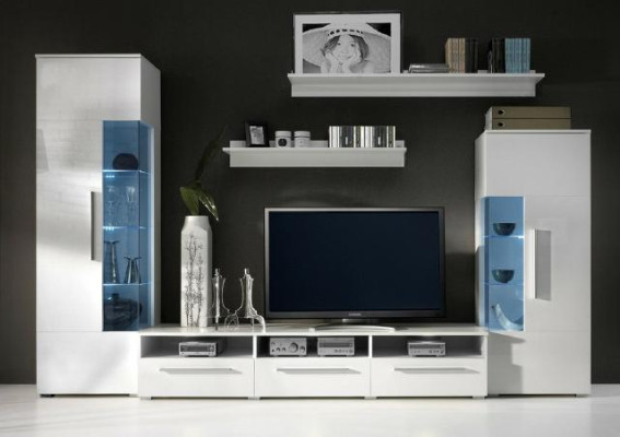 Ontwerper woonwand Rtv TV dressoir +2 vitrinekasten aanbouwkast woonkamer muur Nieuw