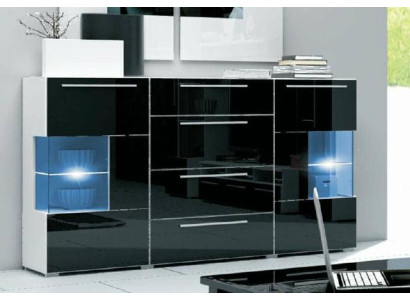 Designer commode glazen vitrine dressoir highboard kast Led hoogglans commodes