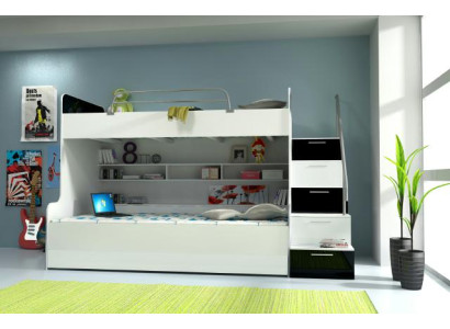 Stapelbed Stapelbed Bed Kinderbed Jeugdbed Hoogslaper Nieuw Zwart/Wit