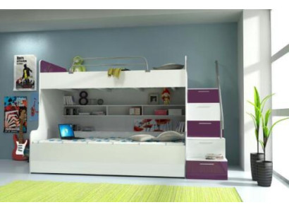 Stapelbed Stapelbed Bed Kinderbed Tienerbed Hoogslaper Nieuw Paars/Wit