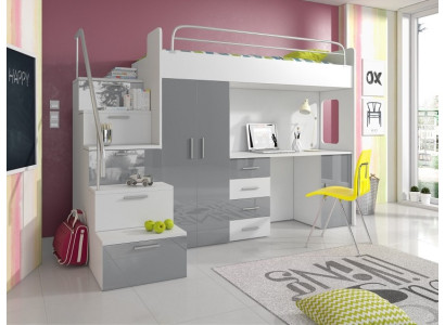 Jongerenbed Compleet Slaapkamerontwerp Kinderbed Bedden Kast Tafel GRIJS