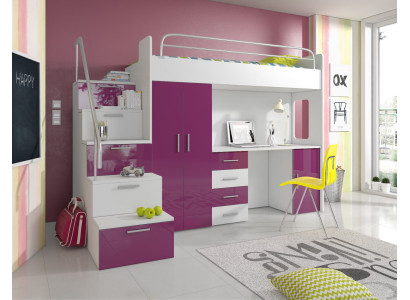 Stapelbed stapelbed tweepersoonsbed jeugdbed bedden met kast tafel RAJ4