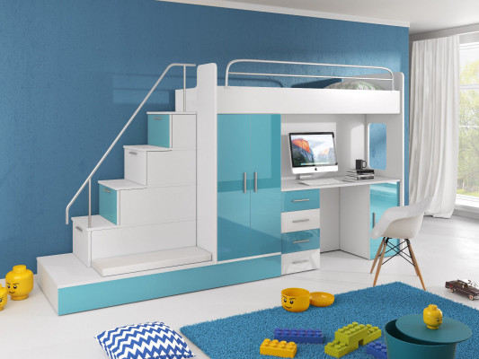Jeugdkamer bed stapelbed stapelbed bureau kledingkast RAJ 5S