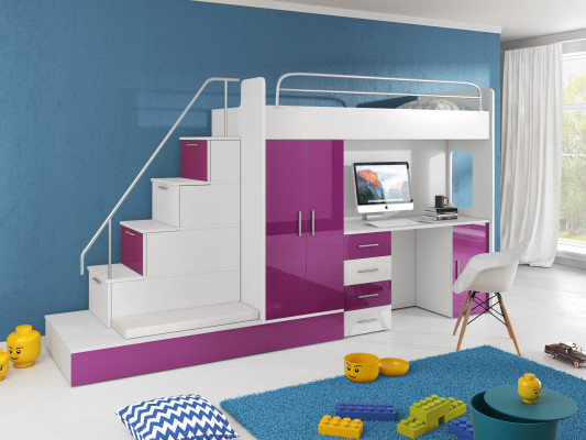 Jeugdkamer bed stapelbed stapelbed bureau kledingkast RAJ 5S