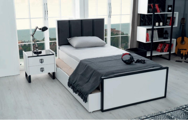 Jongerenkamer set Bed Nachtkastje Boekenplank Bureau Kast Design Modern