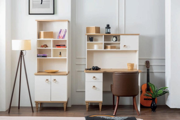 Bureau set bureau Beige boekenkast bureaus secretaris ontwerp 2-delig Nieuw