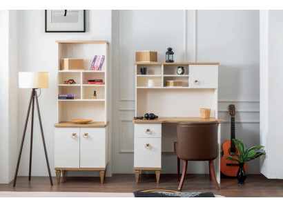 Bureau set bureau Beige boekenkast bureaus secretaris ontwerp 2-delig Nieuw