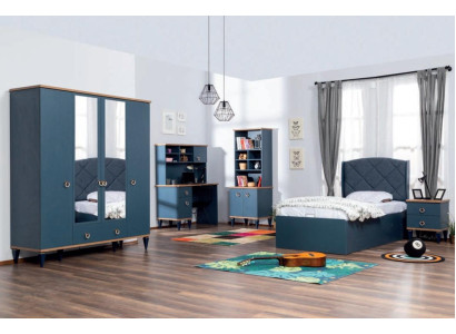 Blauwe slaapkamer kledingkast set tienerkamer tienermeubels kast nieuw