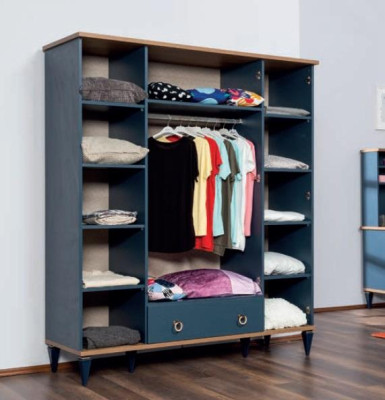 Blauwe slaapkamer kledingkast set tienerkamer tienermeubels kast nieuw