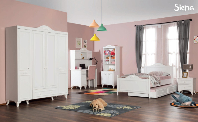 Kinderkamer Hout Jeugdkamer Bed Nachtkastje Modern Design Meubels Nieuw 2-delig.
